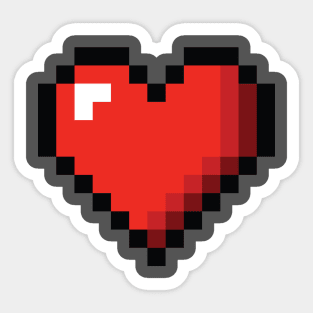 8-bit Pixel Heart or Video Game Health Heart Sticker